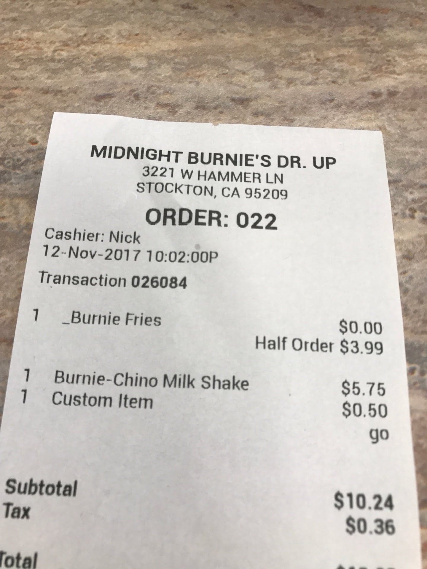 Midnight at Burnies Drive-Up