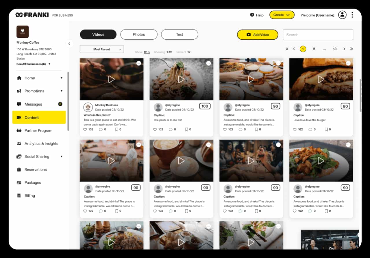 Franki app with videos background